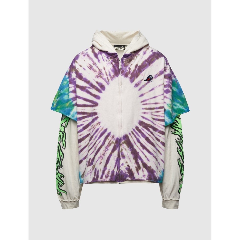 Hellstar Tie-Dye Zip-Up Hoodie Multi Size Medium New With Tags
